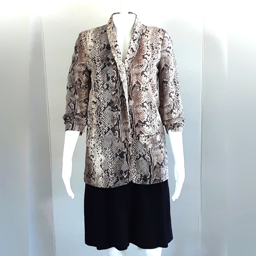 Stradivarius Snakeskin Print 3Qtr Sleeve Blazer Sz S